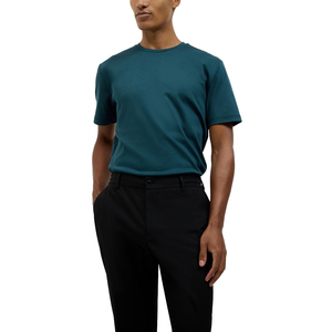 T-shirt en jersey de coton à manches courtes et col rond, couleur unie, coupe décontractée, tissu tricoté teint uni - Product Image 1
