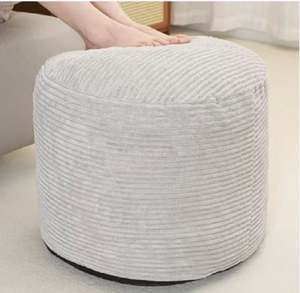 Pouf en tissu de bambou pour salon, motif feuillage, moderne et minimaliste, fait main, corde de coton, décoration murale mobile, rempli de billes en PU FSS - Product Image 5