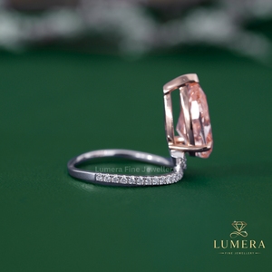 Pear Cut IGI Certified Diamond <b>Ring</b>, <b>Large</b> Teardrop Center <b>Stone</b>, Modern Open Basket Setting, Pave Diamond Front Shank <b>Ring</b> - Product Image 2