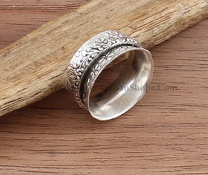 Anillo Giratorio de Plata de Ley 925 con Hoja Turquesa para Mujer, Joyería Clásica Inspirada en la Naturaleza para Boda, Alivio de la Ansiedad y Meditación - Product Image 6