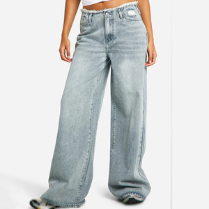 Vintage High Rise Women Denim Pants Straight Leg Comfy Jeans Stretch Wide Leg Denim Trousers For Daily Fashion - Product Image 3