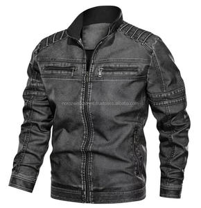 Veste de moto en cuir pour homme, coupe-vent, avec poches zippées, style racing - Product Image 4