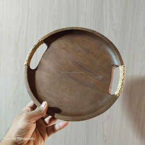 ถาดเสิร์ฟไม้มะม่วงทรงกลม ทำด้วยมือจากไม้ธรรมชาติ ราคาถูก - Product Image 3