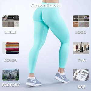 Leggings Deportivos Sólidos Sin Costuras con Efecto Scrunch, Cintura Alta, Secado Rápido, Spandex/Nylon, para Gimnasio, Yoga, para Mujer y Hombre - Product Image 6