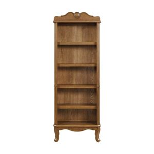 French Provincial <b>Solid</b> Teak <b>Wood</b> <b>Bookcase</b> 5 Tier Open Display Shelf with Cabriole Curved Legs - Product Image 1