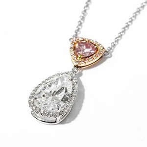 Collar con Colgante Solitario de Diamante Rosa Cultivado en Laboratorio, Corte Pera, 600 ct, Oro Blanco de 14K, Joyería Fina y Elegante para Mujer - Product Image 3