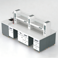 Banc de laboratoire scolaire moderne tout en acier, robuste, avec rangement au sol, pour installations de recherche