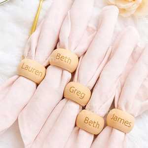 Custom Luxury Wooden Napkin Holder Personalized <b>Name</b> Engraved Round Eco-Friendly Birthday Party Table Decor - Product Image 3