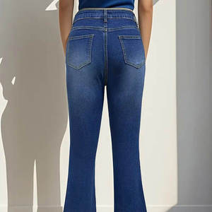 Pantalones vaqueros acampanados de alta calidad para mujer, corte ajustado, largos, lavados. - Product Image 6