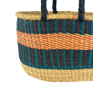 Casual Horizontal Seagrass <b>Handbags</b> Woven Tote Bag Luxury Leather Handle Fashion Women <b>Straw</b> <b>Handbag</b> Eco Friendly Beach OEM - Product Image 4