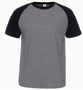 Camiseta de Manga Corta para Hombre, Color Gris Negro, Cuello Redondo, Corte Regular Informal, 100% Algodón Jersey, Color Sólido - Product Image 1