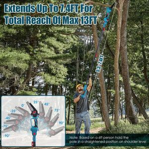 Motosega a Batteria 2-in-1 21V, 6 Pollici, Senza Spazzole, con Asta di Prolunga e Display Digitale per Uso Esterno - Product Image 5