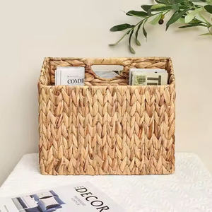 Cesta de Almacenamiento Tejida a Mano Ecológica para Cocina, Papel Higiénico, Revistas, Libros, Jacinto de Agua Natural, para Sala de Estar y Baño - Product Image 1