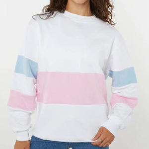 เสื้อสเวตเตอร์คอกลมแขนยาวสำหรับผู้หญิง สีชมพู ฟ้า ขาว ถักลาย สวมใส่สบายๆ ในฤดูใบไม้ร่วง - Product Image 5