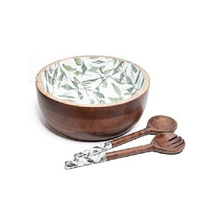 Tazón de Madera de Acacia de Diseño de Lujo, Último Diseño en Venta, Estilo Único, Tazón de Madera para Servir Ensaladas o Frutas con Cucharas - Product Image 2