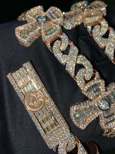 Gold Plated <b>Cross</b> Cuban Link <b>Chain</b> Necklace 925 Silver Moissanite Diamond Hip Hop Religious Jewelry Party Wear - Product Image 4