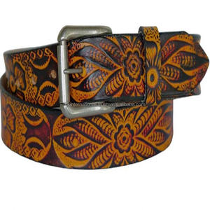 Ustomized-Cinturón de herramientas de cuero occidental para hombre, diseño floral hecho a mano con grabado, con hebilla de rodillo con acabado de latón extraíble - Product Image 4