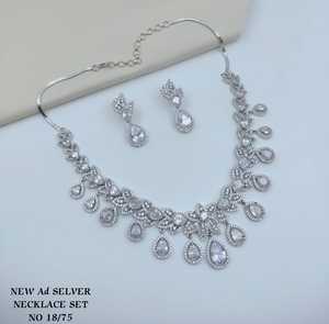 Conjunto de collar de lujo chapado en plata con diamantes americanos, elegante piedra de circonita cúbica rosa en forma de lágrima, joyería nupcial para mujer de alta calidad. - Product Image 5
