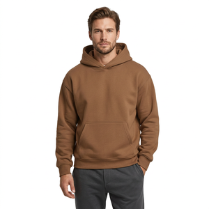 Sweat-shirt à capuche oversize pour homme, couleur unie, en molleton anti-plis, pull décontracté, vêtement d'hiver, 100% coton tricoté BD - Product Image 2