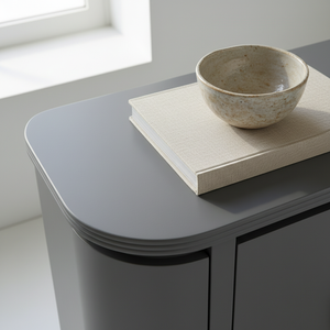 Modern Water Resistant Eco-Friendly Storage Cabinet Curved Side Console Minimal Design Compact <b>Sideboard</b> Rounded Console Cabinet - Product Image 4