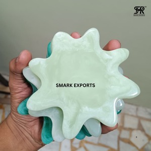 Luxury Resin Craft Abstract Bloom Coaster <b>Set</b> Handmade Glossy <b>Marble</b> Pattern Drink Coasters for <b>Coffee</b> <b>Tables</b> - Product Image 1