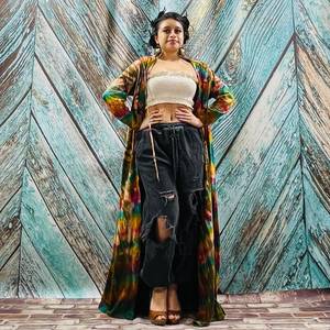 Robe Kimono de Maternité pour Femme, Col en V, Manches Longues, à Volants, en Dentelle, à Paillettes, Coupe Haute, pour Soirée Piscine, en Viscose/Coton Écologique - Product Image 5