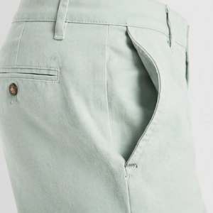 Shorts Bermuda Homme Vert Clair Taille Moyenne Couleur Unie Tissu Tissé Style Décontracté Avec Poches Respirant Fermeture Boutonnée - Product Image 4