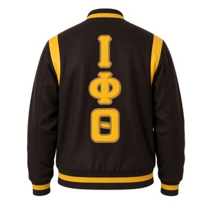 Veste universitaire en laine noire et or Iota Phi Theta pour homme, avec lettres grecques, boutons-pression sur le devant et poignets côtelés, style universitaire - Product Image 4