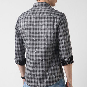 Men's Plaid Printed Long Sleeve Casual Shirt Turn-<b>down</b> Collar 100% Cotton Breathable Autumn Wear Shirt - Product Image 3