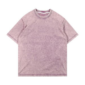 T-shirt décontracté pour homme, coupe ample, bleu clair uni, manches courtes, tricoté, style sans col, idéal pour l'été - Product Image 5