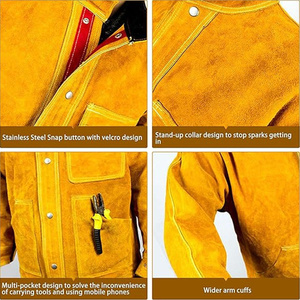 เสื้อแจ็คเก็ตหนังวัวสำหรับงานเชื่อม ทนทาน ป้องกันเปลวไฟ เหมาะสำหรับงานหนัก  สำหรับทุกเพศ - Product Image 3