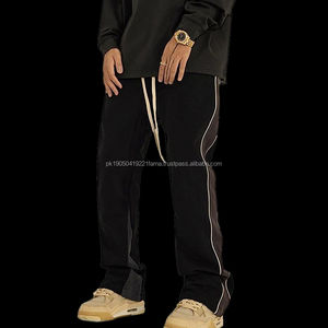Pantalones Deportivos Holgados de Estilo Urbano para Hombre, Cintura Elástica Alta, Tela de Lona, Mezcla de Poliéster/Algodón, Color Negro - Product Image 4