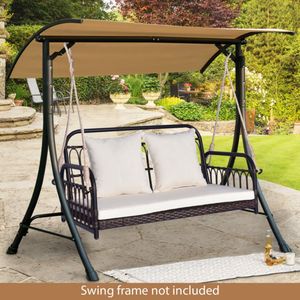 Wicker Hanging Porch <b>Swing</b> with Comfy Cushions for Outdoor Patio Entertainment - Product Image 3