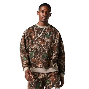 Ensemble sweat-shirt et short en molleton à taille élastique pour homme, 2 pièces, 100% coton, respirant, léger, motif uni, vêtements décontractés de printemps - Product Image 2