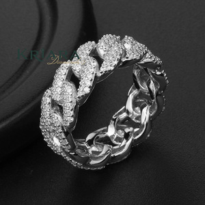 Anillo de Diamante Cultivado en Laboratorio, Oro Blanco con Baño de Rodio 925, Corte Brillante Redondo, Estilo Hiphop, Unisex, Uso Diario - Product Image 1