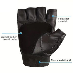 Half-Finger <b>Gloves</b>, Faux Leather With Thickened Non-Slip For Outdoor Motorcycle Riding <b>Fingerless</b> <b>Gloves</b> Wholesale Rate OEM - Product Image 5