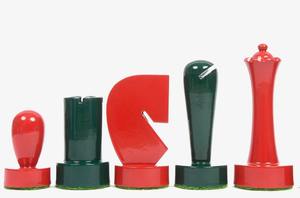 Jeu d'échecs moderne Berliner, pièces minimalistes en bois rouge et vert avec boîte de rangement, roi de 3,7 cm, à prix avantageux - Product Image 4