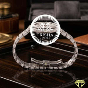 Reloj Exclusivo de Moissanita con Esfera Redonda Completamente Adornada y Brazalete, Reloj de Lujo para Hombre - Product Image 2