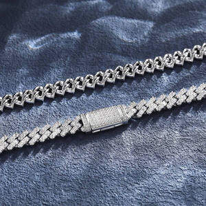 Pulsera de Cadena Cubana Miami de Oro de 14K de Lujo con Diamantes Redondos Cultivados en Laboratorio, Engaste Pavé, Estilo Iced Out, Cierre de Eslabón Curb, Joyería Hip Hop - Product Image 2