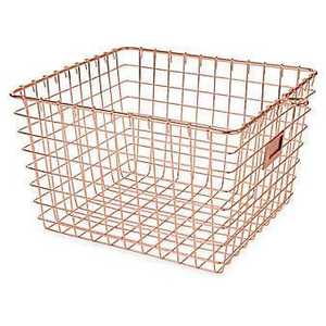 Rose Gold Wire <b>File</b> Organizer Rectangle Metal Office <b>Storage</b> Bin Minimalist Design 1 Layer Stacking Desk Organizer - Product Image 3
