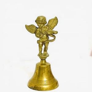 Sonnette de bureau élégante et moderne en laiton poli avec poignée ovale - Product Image 3