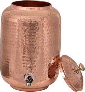 8L Smart Copper Water Station - Antimicrobial Storage Tank with 2 Glasses & Bottle - 2.1 Gallon Ayurvedic Wellness Kit Bulk - Product Image 1