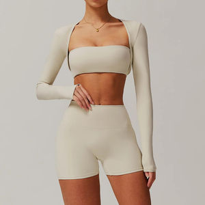 ชุดออกกำลังกายและชุดลำลองสำหรับผู้หญิง 3 ชิ้น ระบายอากาศได้ดี เอวยางยืด ลายเรียบ น้ำหนักเบา เหมาะสำหรับออกกำลังกาย - Product Image 4