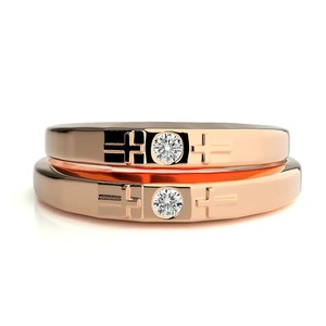 925 Sterling Silver Rose Gold Plated Cross <b>Couple</b> <b>Wedding</b> <b>Rings</b> with Cubic Zirconia Christian Style - Product Image 3