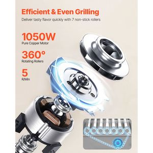 Griglia Professionale per Hot Dog con 18 Rulli in Acciaio Inox, 1050W, Doppia Temperatura, per Cottura Professionale - Product Image 3