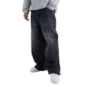 Pantalon droit en jean personnalisé pour homme, coupe décontractée, taille mi-haute, jean délavé pour l'hiver, style urbain tendance, vêtement de mode streetwear - Product Image 1