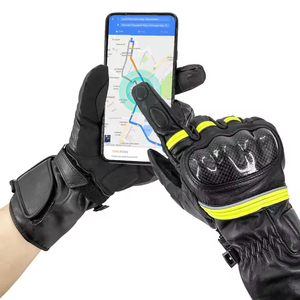 Guantes Profesionales de Motociclismo para Invierno, Negros, de Nailon, Medios Dedos, Compatibles con Pantalla Táctil, Impermeables, Autocalentables y Transpirables - Product Image 2