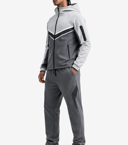 Conjunto Deportivo para Hombre, Sudadera con Capucha y Cordón Ajustable, Pantalones de Forro Polar de Manga Larga con Bloques de Color, Ropa Deportiva Transpirable para Otoño - Product Image 3
