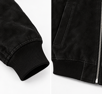 Blouson bomber en daim de chèvre noir sur mesure pour homme, veste en daim premium à fermeture éclair, col côtelé, streetwear décontracté pour homme