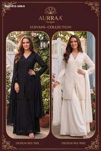 Premium Collection Chinon with <b>Beads</b> work Shervani Style Full-Sleeve Front-Slit Suit-Plain Plazzo-Latkan Dupatta Indian Exporter - Product Image 6